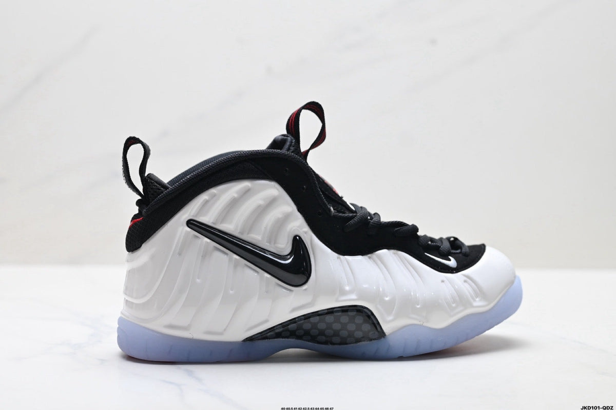Nike Air Penny Foamposite One Sneakers in Black White Red - product image from the listing.