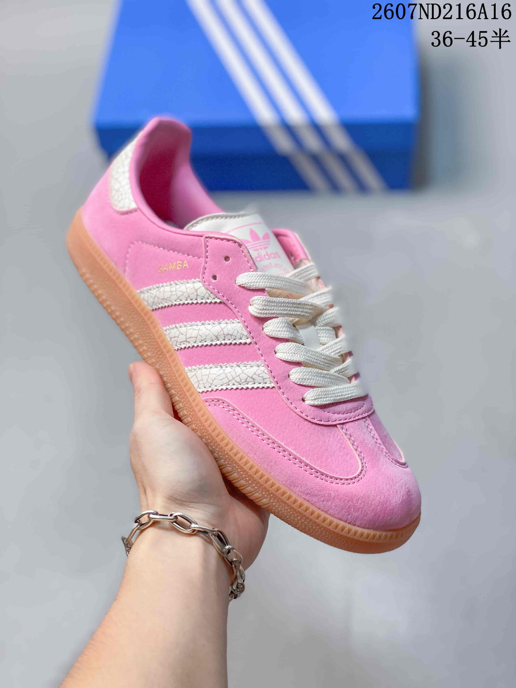 adidas Originals Samba OG Sneakers in Pink White Gum 2607ND216A16 - product image from the listing.
