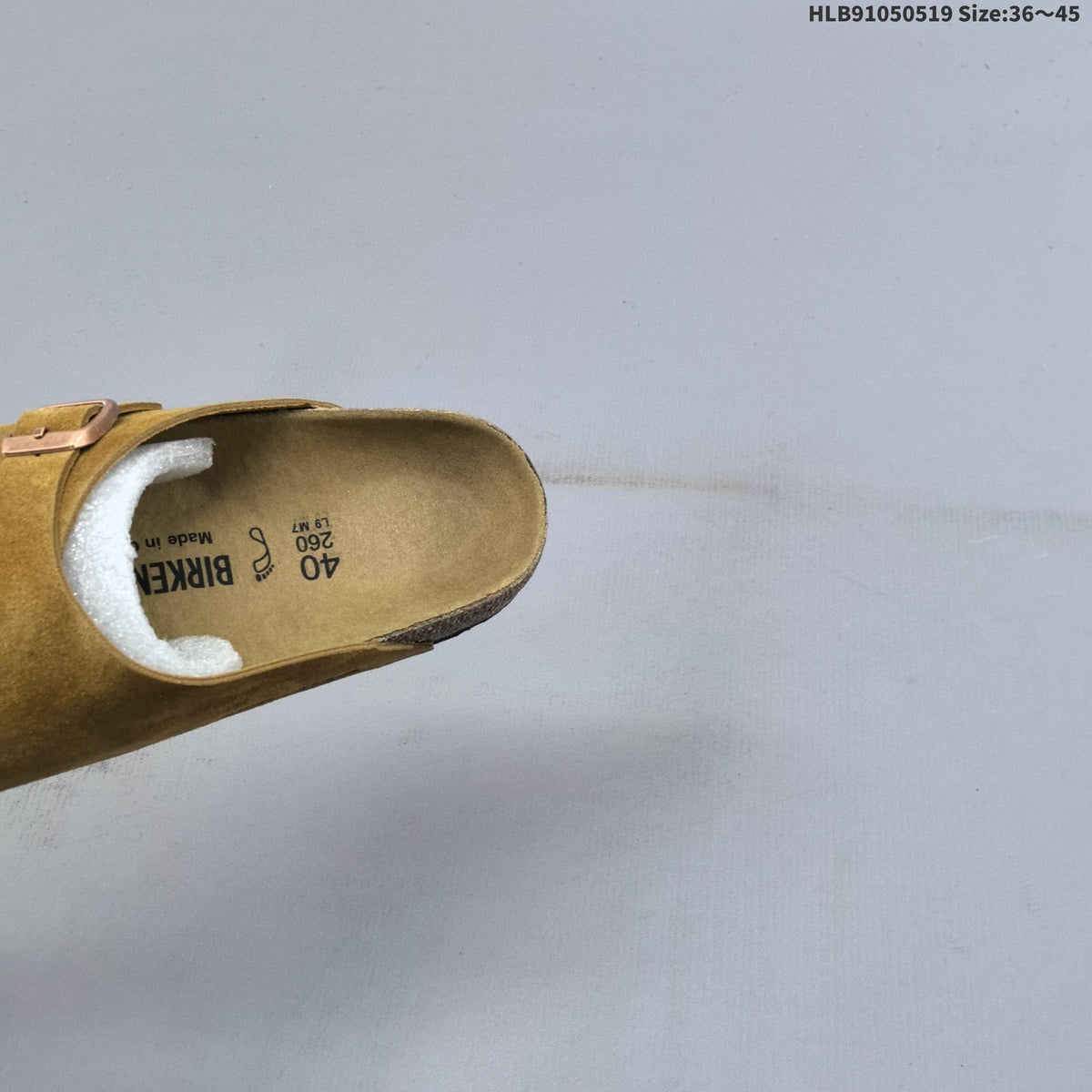 Birkenstock Arizona Two-Strap Suede Slide Sandals, in Taupe - product image from the listing.