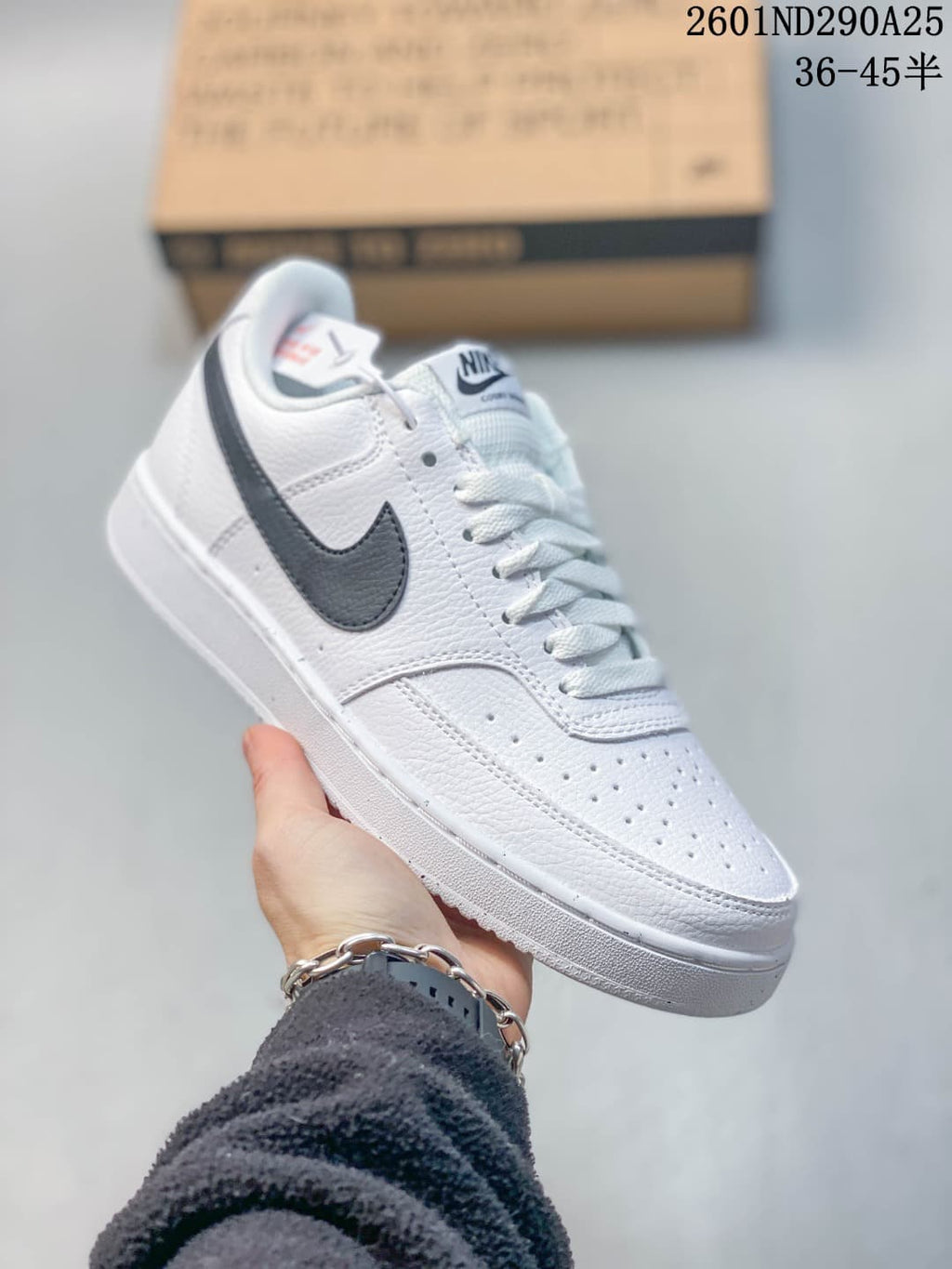Nike Court Vision Low Sneakers in White Black 2601ND290A25 - product image from the listing.