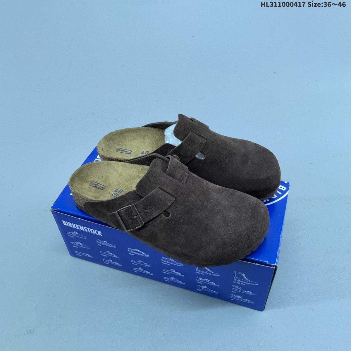 Suede Birkenstock Boston Clog-Style Sandals - product image from the listing.