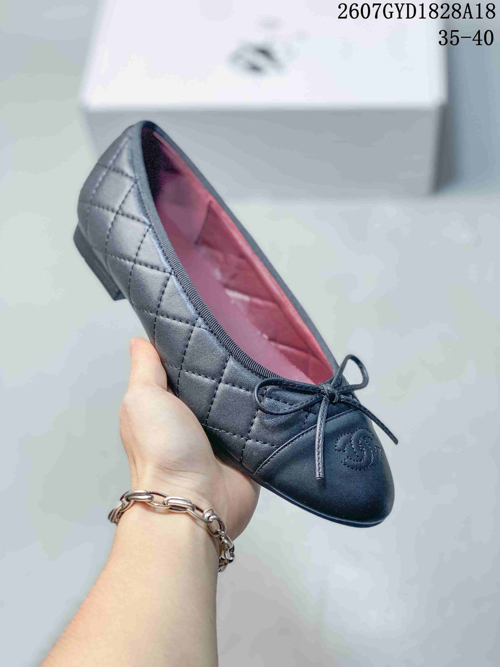 Chanel Quilted Ballet Flats in Black 2607GYD1828A18 - product image from the listing.