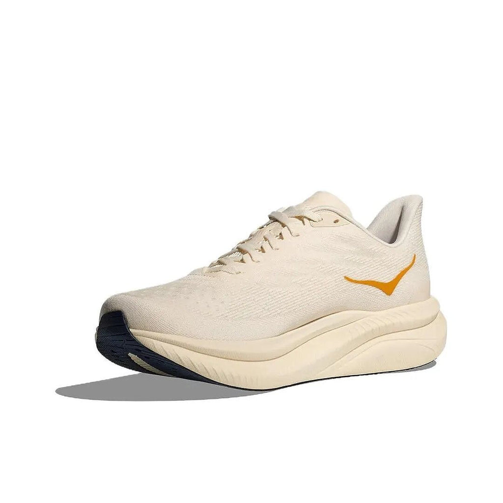 Cream and Gold HOKA Mach 6 Road Running Shoes - product image from the listing.