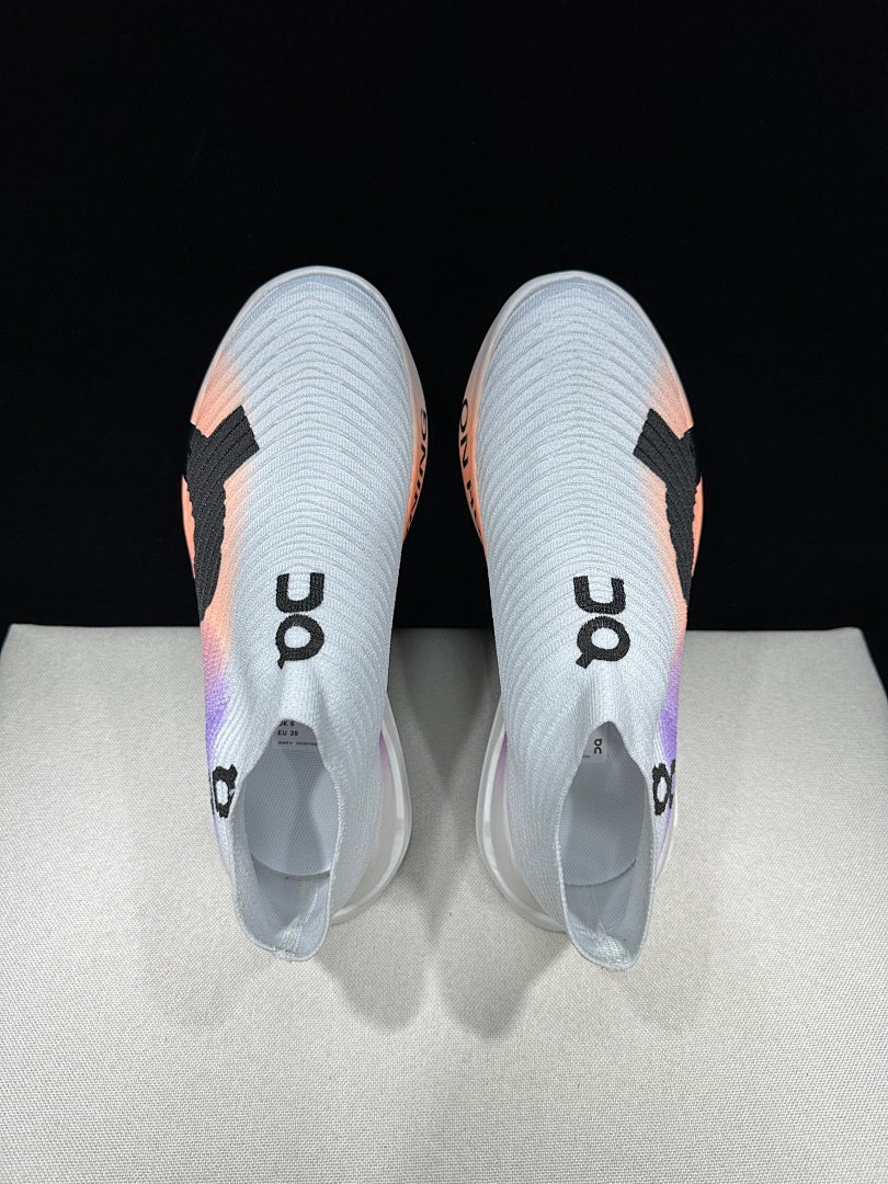 On Cloudboom Strike LS Running Shoes in White Purple - product image from the listing.