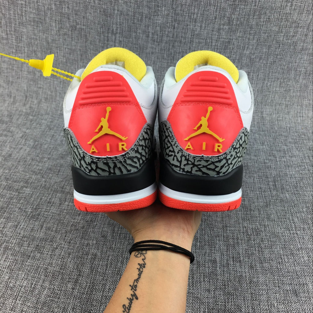 Air Jordan 3 White, High-Top Sneakers in Red and Black - product image from the listing.
