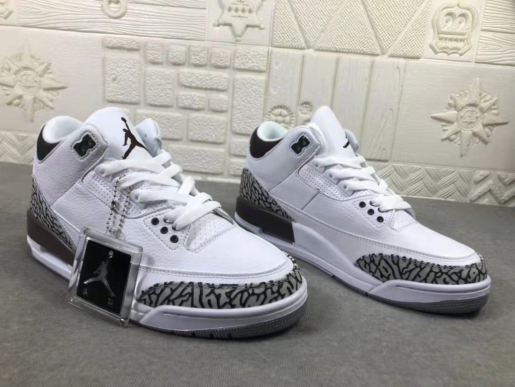 Air Jordan 3 Women's White Brown Sneakers DH3434-110 - product image from the listing.
