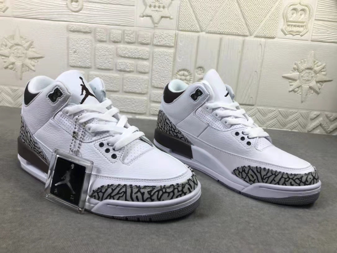 Air Jordan 3 Women's White Brown Sneakers DH3434-110 - product image from the listing.