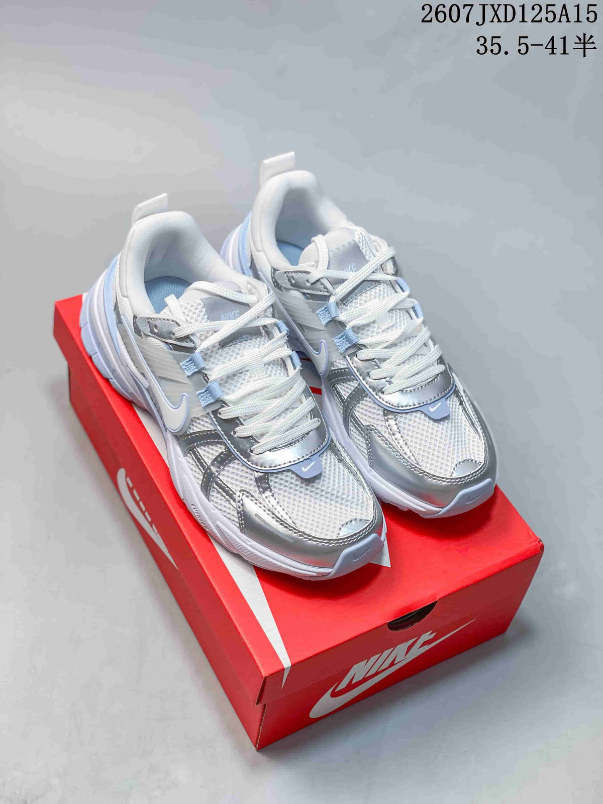 Women's Nike V2K Run Sneakers Silver White FD0736 - product image from the listing.