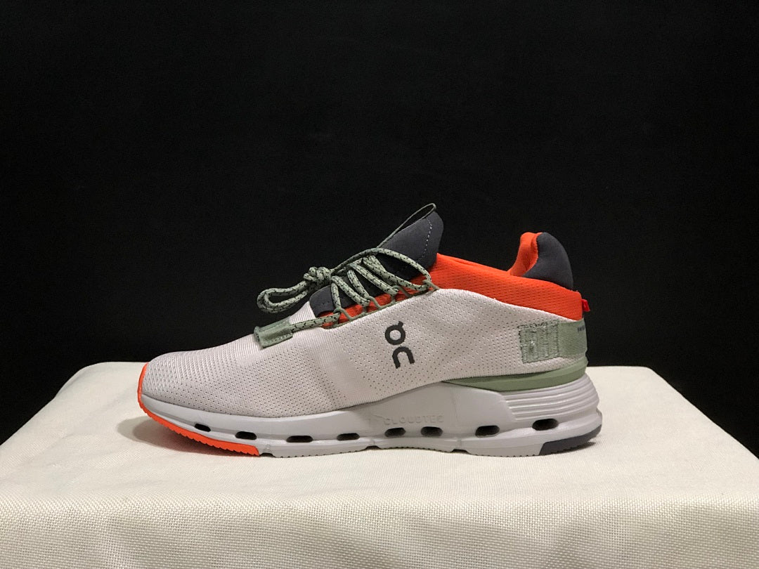 On Cloudnova 1 Sneakers, in Silver and Orange - product image from the listing.