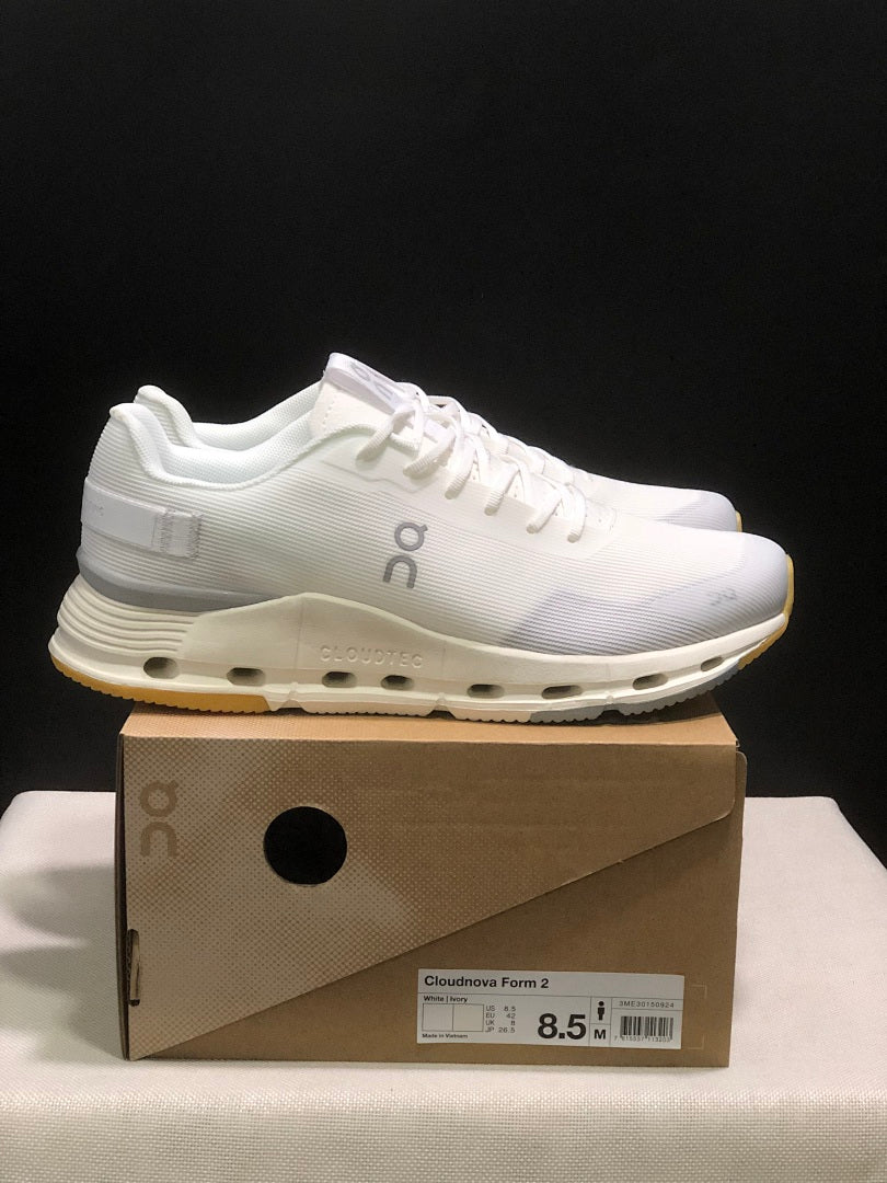 On Cloudnova Form 2 Sneakers in White and Gray - product image from the listing.