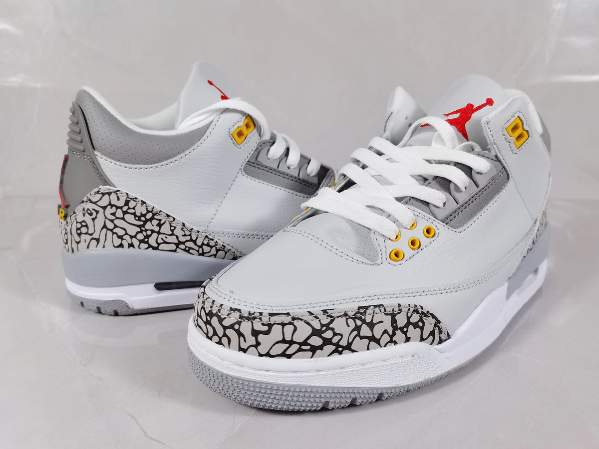Air Jordan 3 Retro Grey and Orange Sneakers - product image from the listing.