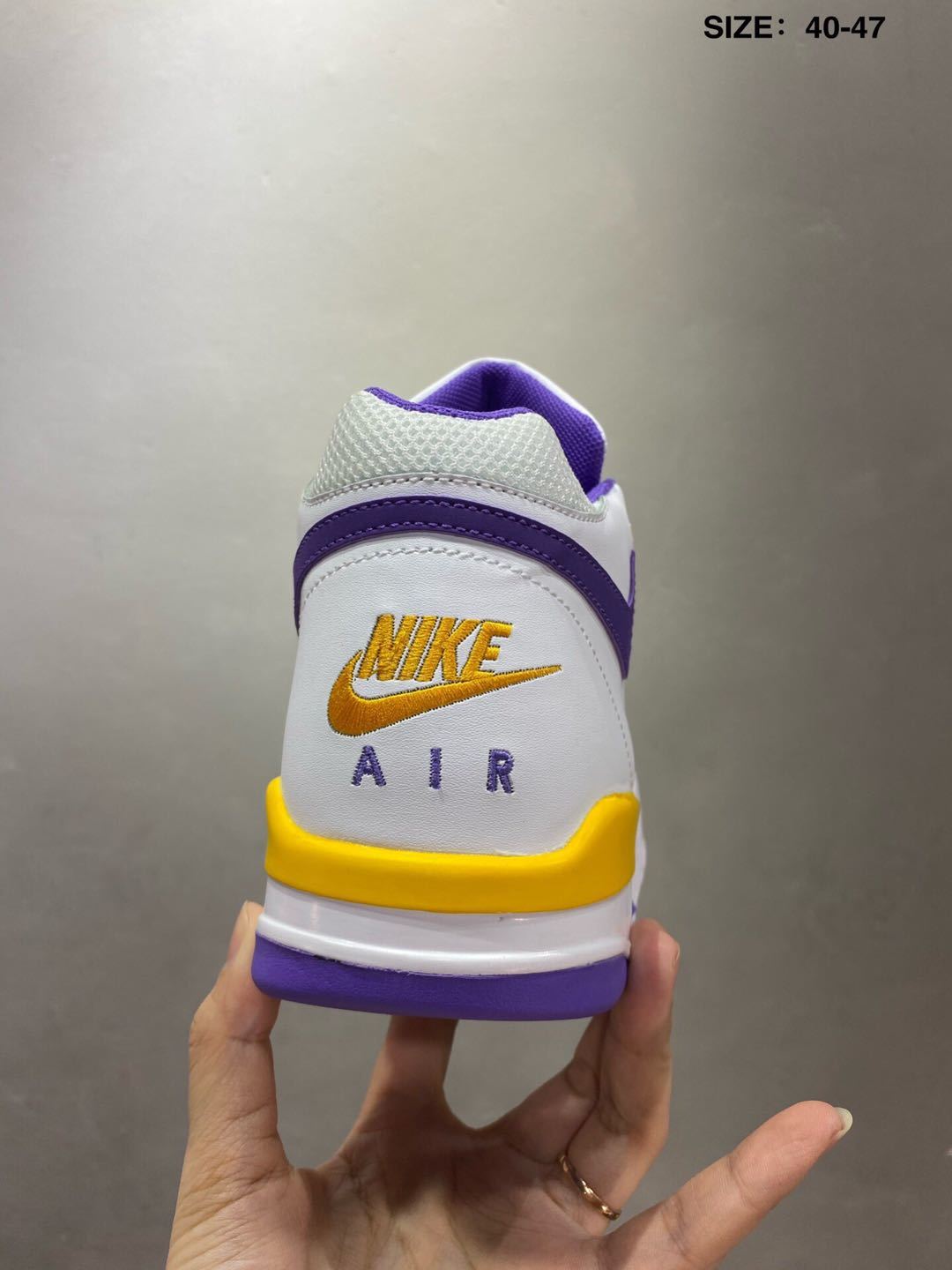 Nike Air Flight 89 High-Top Sneakers in White Purple Yellow - product image from the listing.