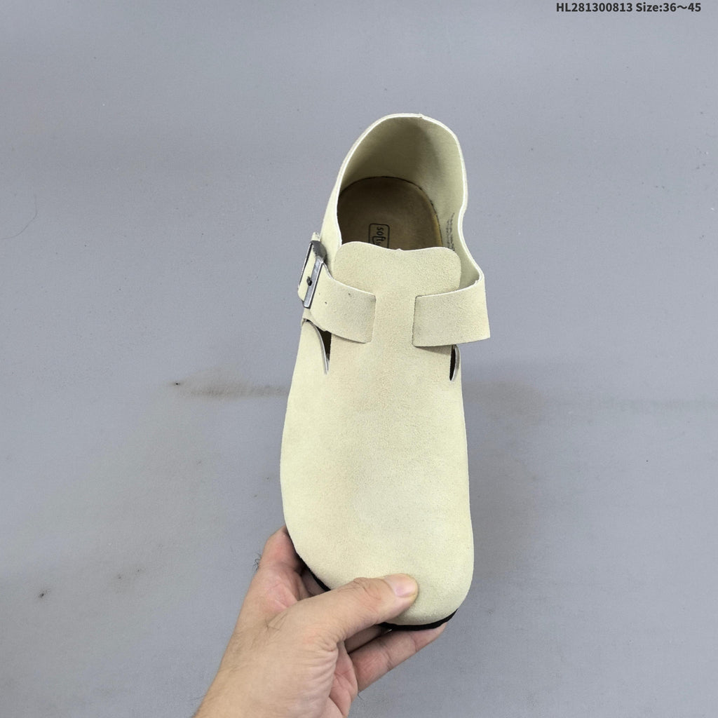 Cream Suede Birkenstock Boston Shearling Clog - product image from the listing.