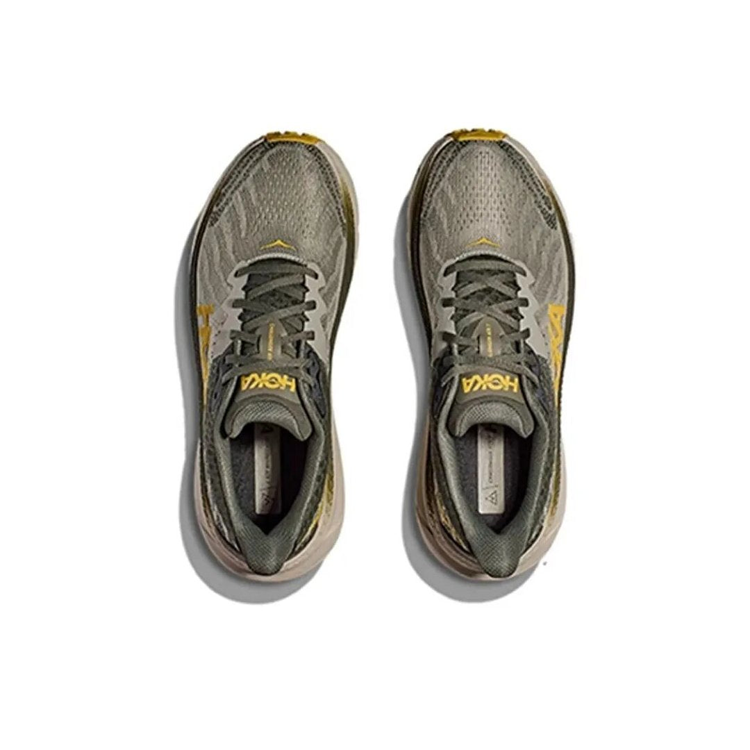Olive and Gold HOKA Trail Running Shoes - product image from the listing.