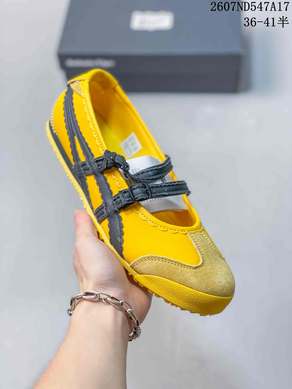 ASICS Onitsuka Tiger MEXICO 66 Yellow Mary Jane Trainers - product image from the listing.