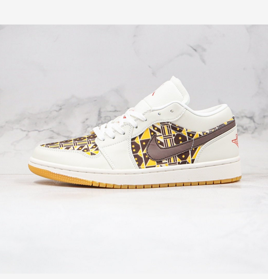 Jordan CZ4155-100 Low-Top Sneakers in White Khaki Brown - product image from the listing.