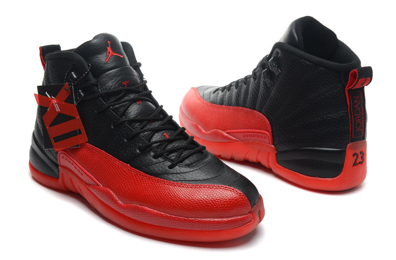 Air Jordan 12 Black and Red High-Cut Basketball Sneakers - product image from the listing.