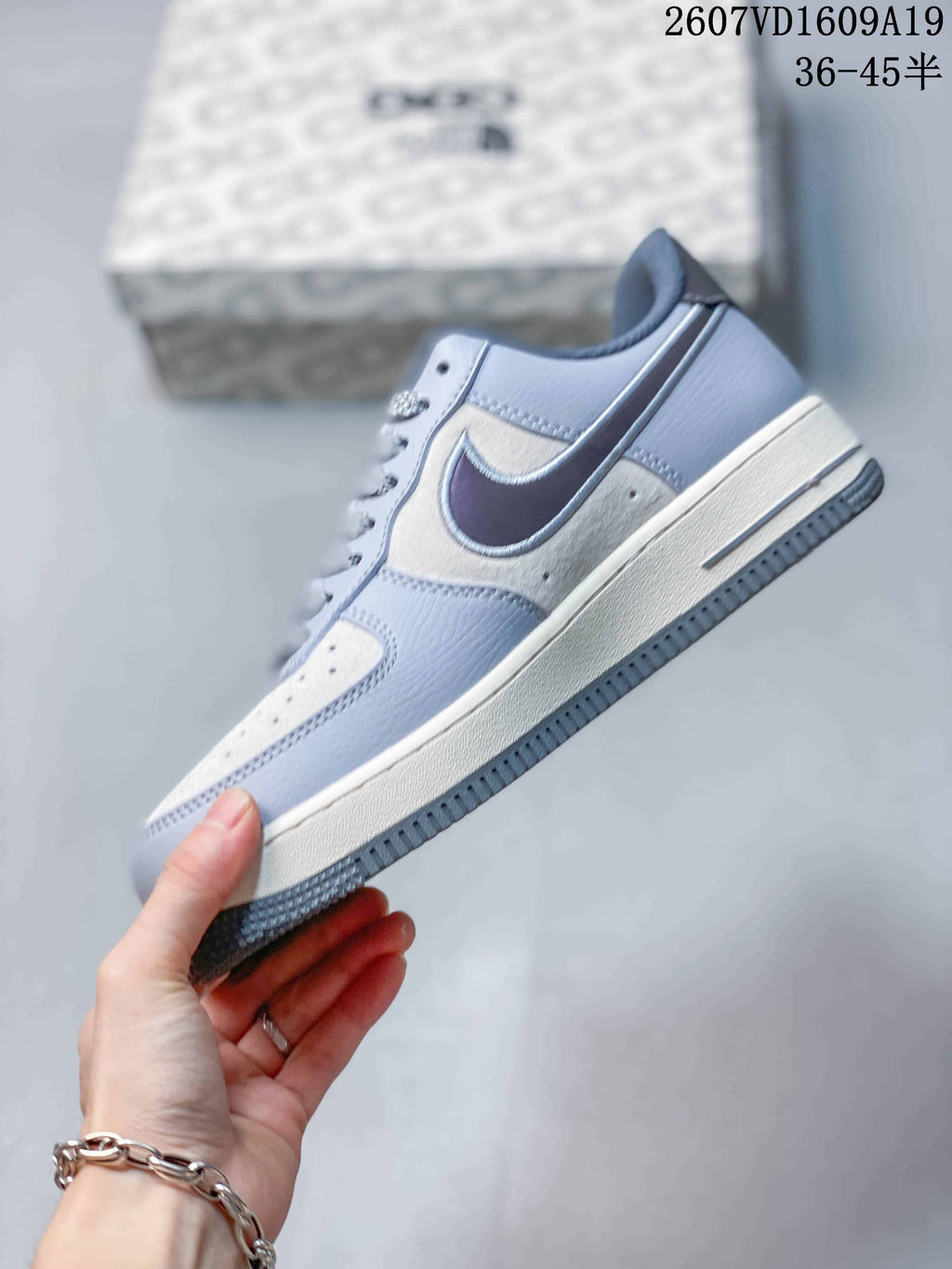 Nike Air Force 1 Low North Face Sneakers in Blue Gray - product image from the listing.