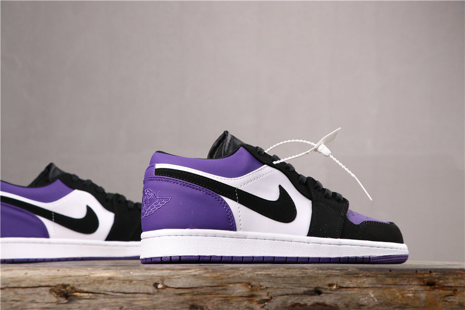 Jordan 1 Low in Black White Purple 553558-125 - product image from the listing.