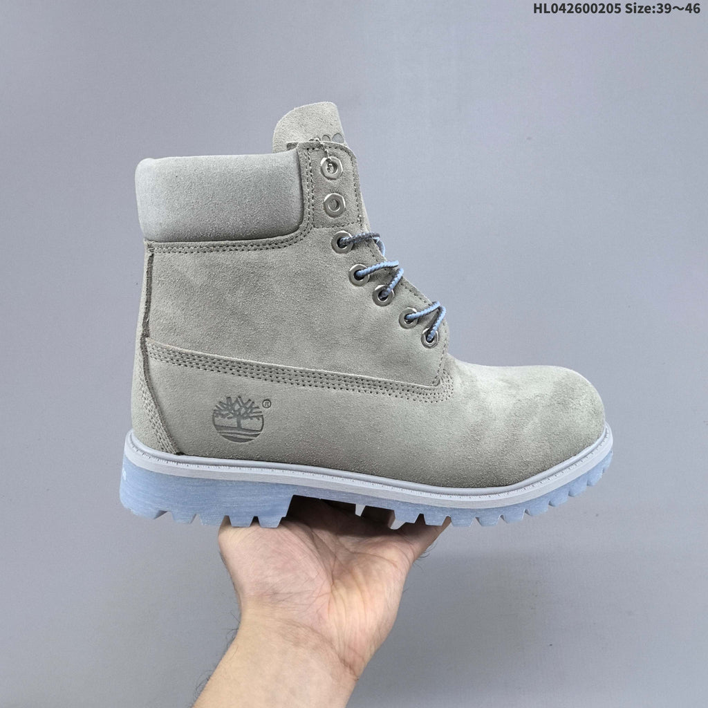 Gray Suede Timberland 6-Inch Lace-Up Boots - product image from the listing.