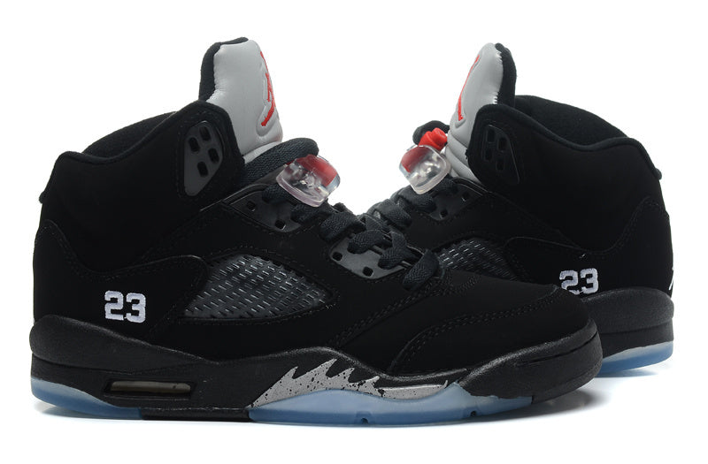 Air Jordan 5 Retro Black and Silver High-Top Sneakers - product image from the listing.