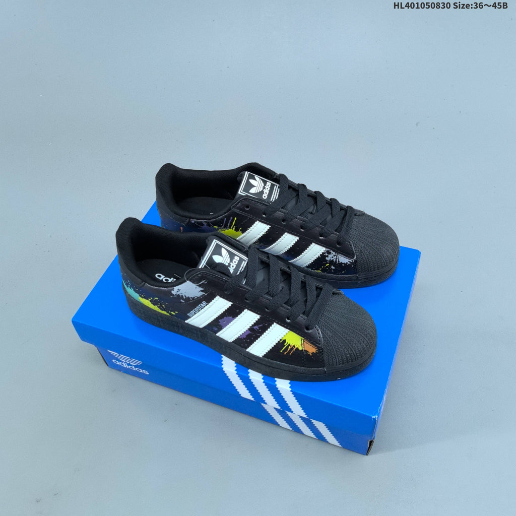 Adidas Originals Superstar Low-Cut Sneakers, Black Graphic - product image from the listing.