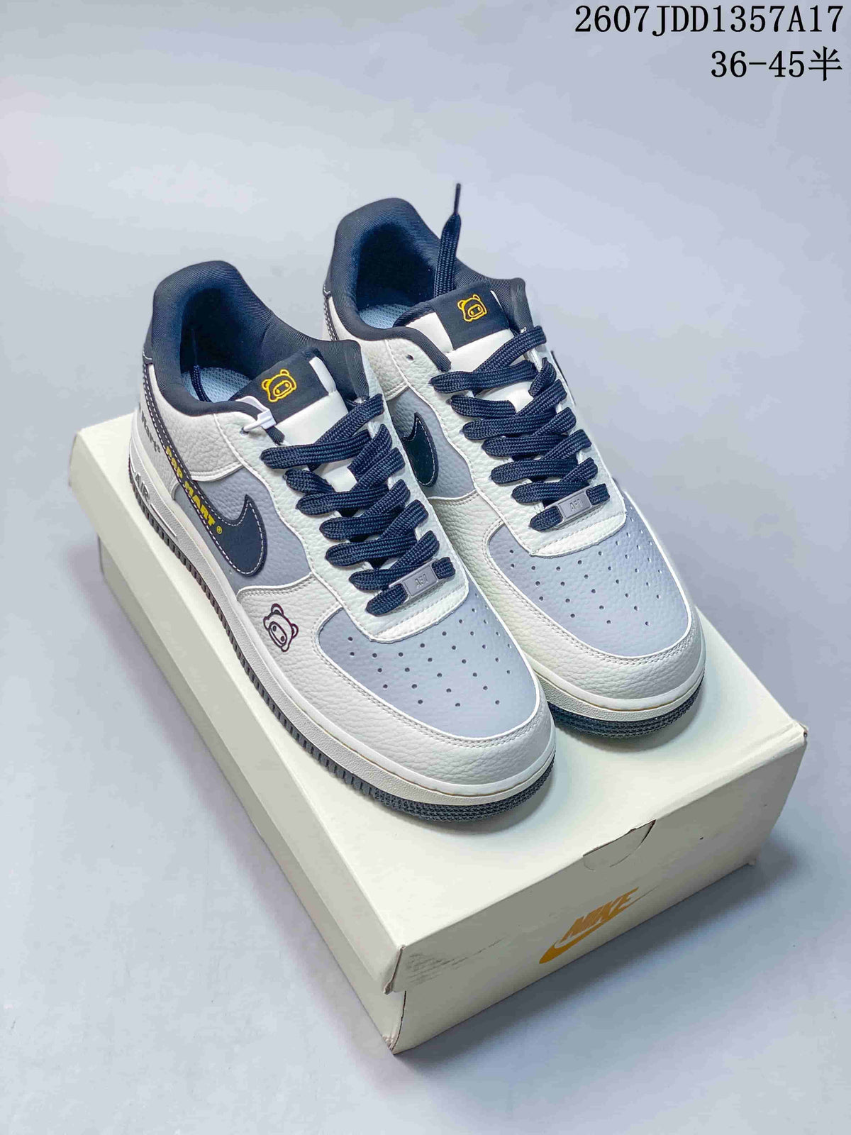 Nike Air Force 1 '07 Low Sneakers in White Navy Gray 2607JDD1357A17 - product image from the listing.