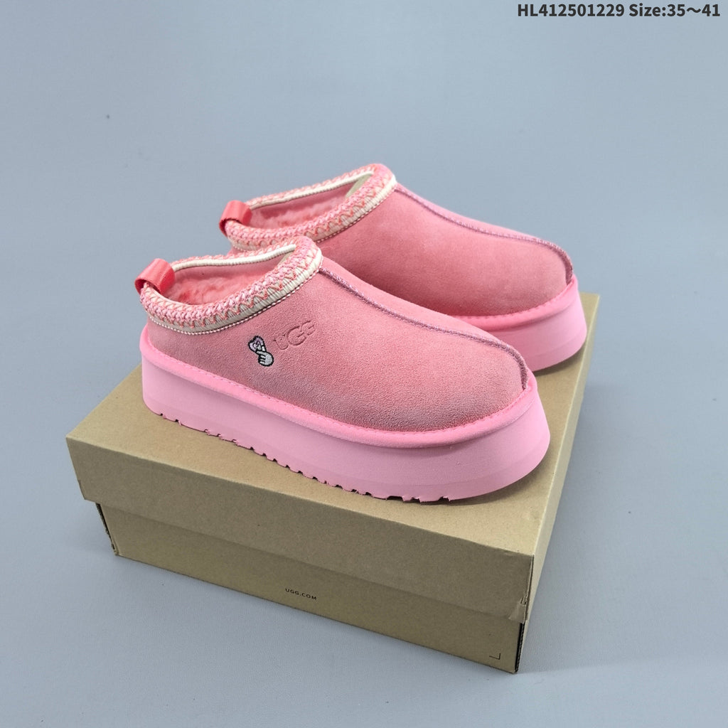 Beige and Pink UGG Tazz Platform Slip-On Slippers - product image from the listing.