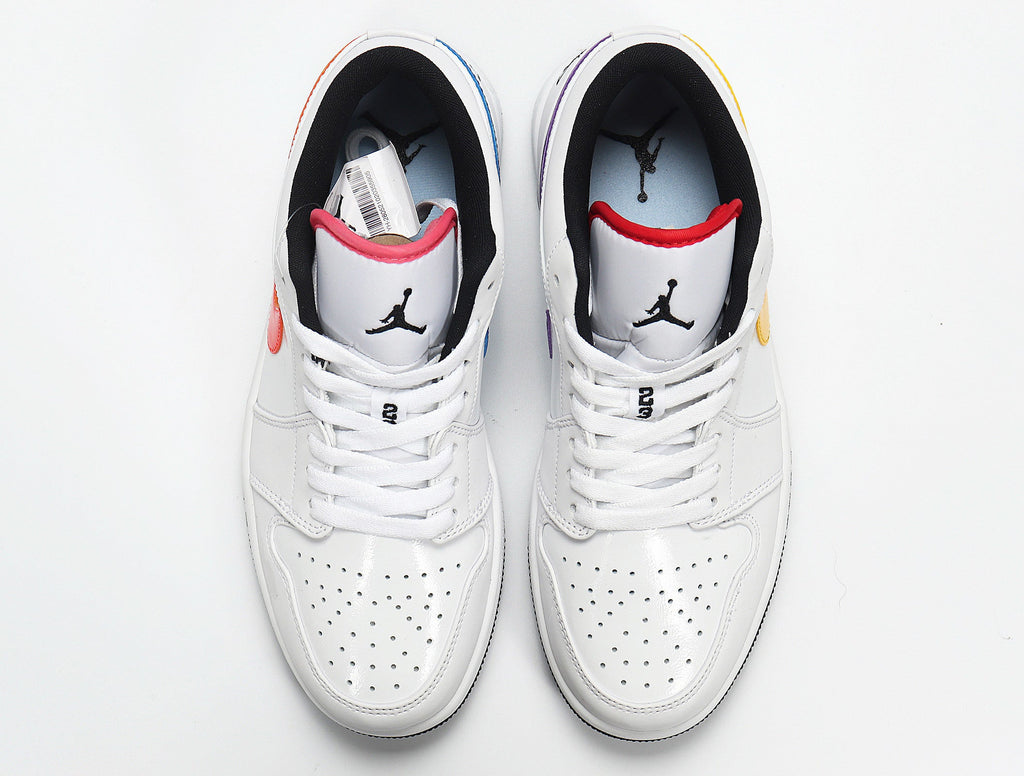White Multicolor Swoosh - Nike Air Jordan 1 Low CW7009-100 - product image from the listing.