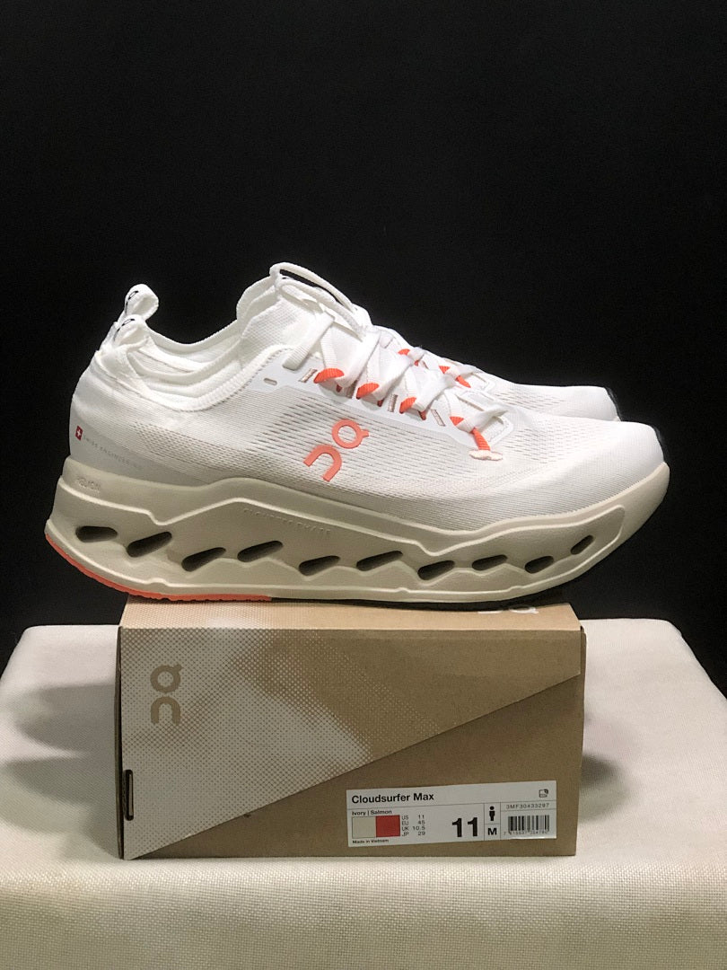 On Cloudsurfer Max Shoes for Running Ivory Salmon - product image from the listing.