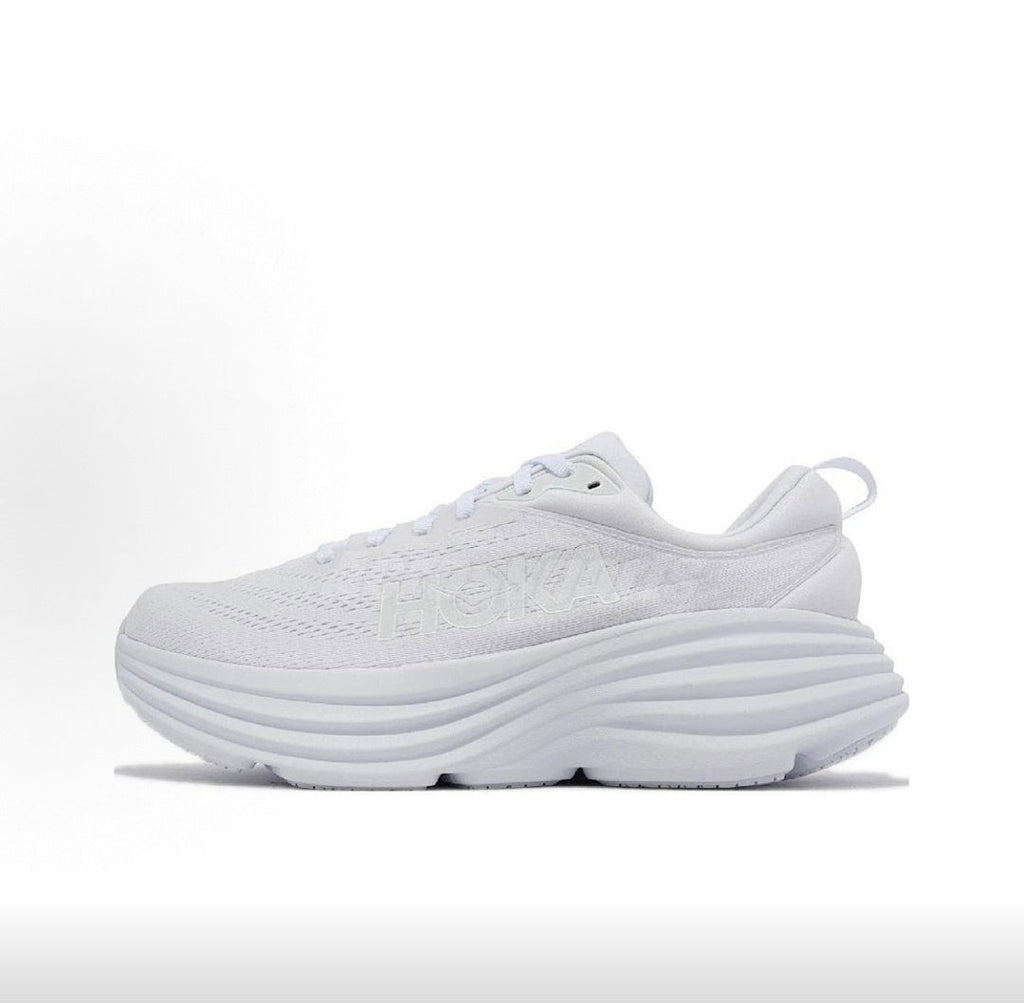 HOKA Bondi 8 Running Sneakers in White - product image from the listing.