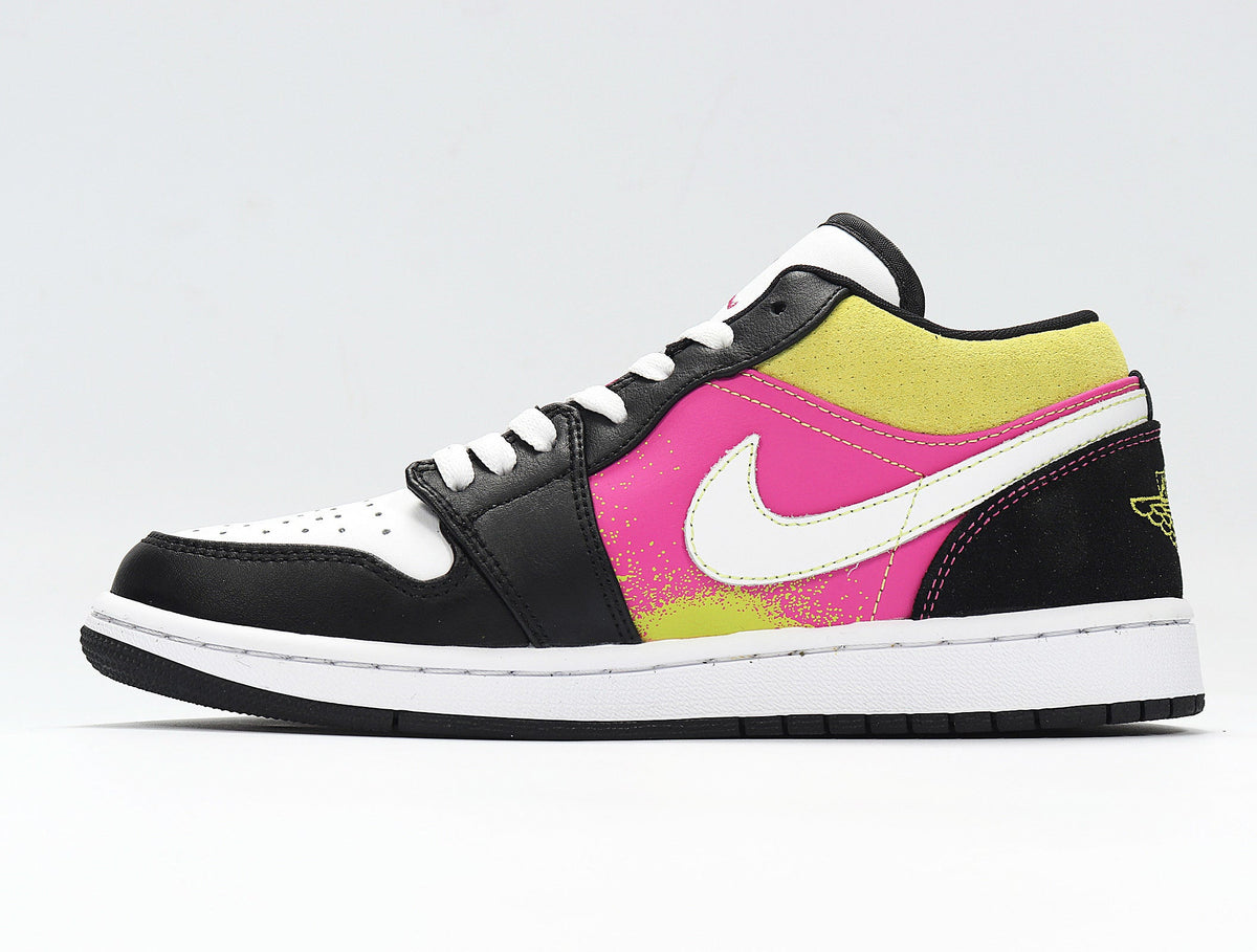 Jordan 1 Low Sneakers in Yellow Pink Black CW5564-001 - product image from the listing.