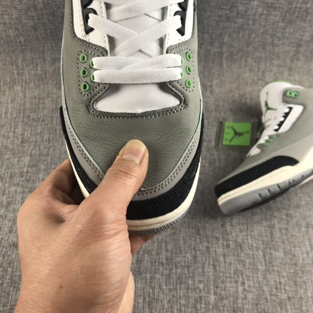Air Jordan 3 Grey Green Sneakers 136064-006 - product image from the listing.