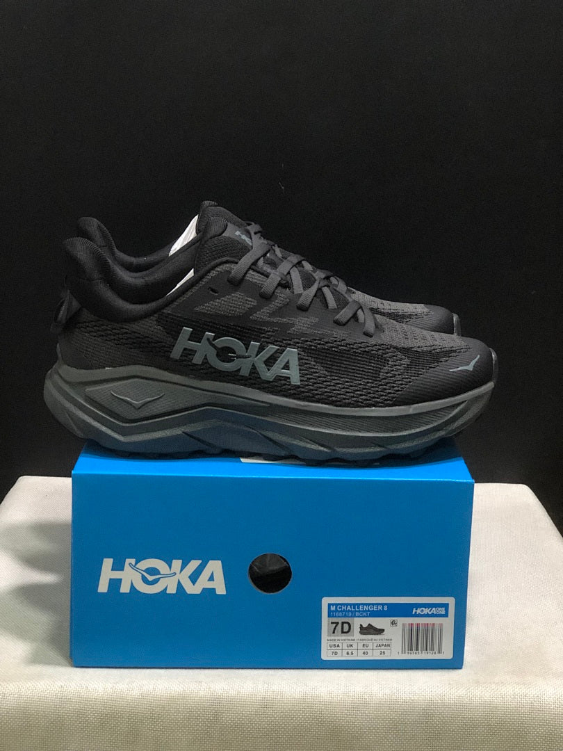 Black HOKA Challenger 8 Trail Running Shoes - product image from the listing.