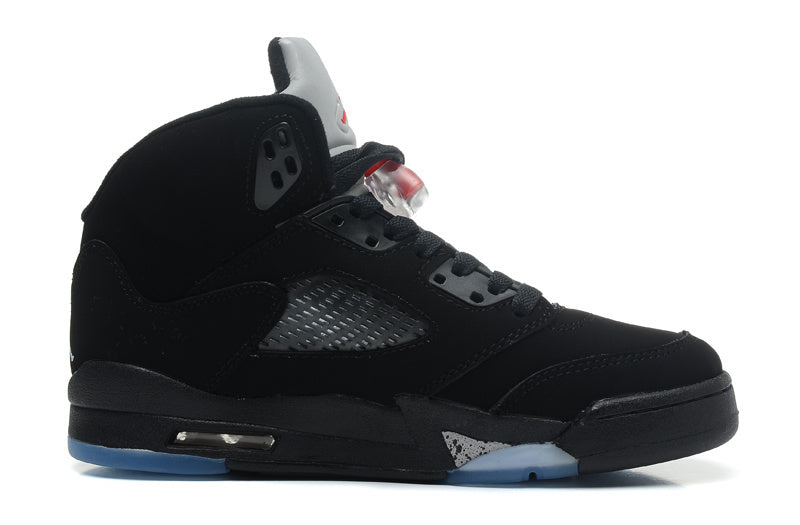 Air Jordan 5 Retro Black and Silver High-Top Sneakers - product image from the listing.