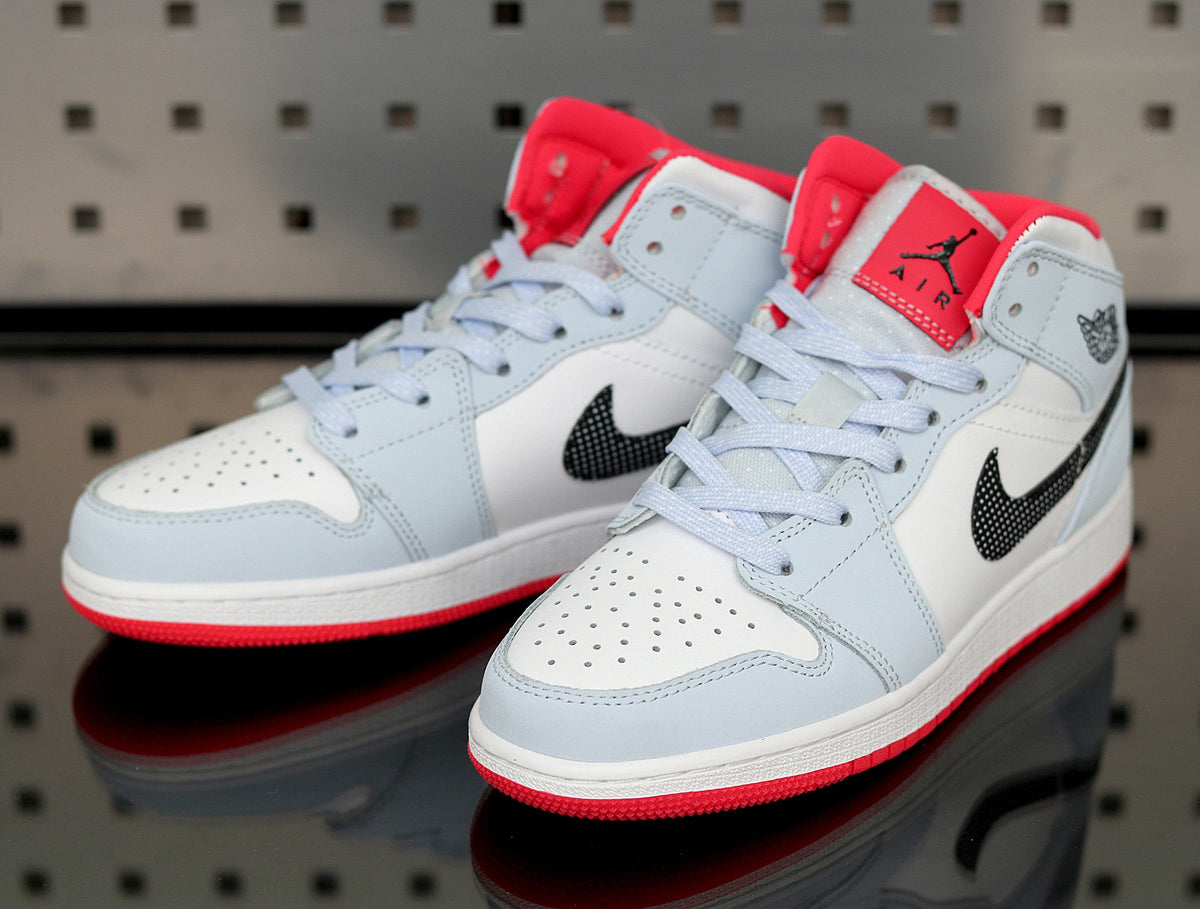 Air Jordan 1 Mid Half Sneakers in Blue Black White - product image from the listing.