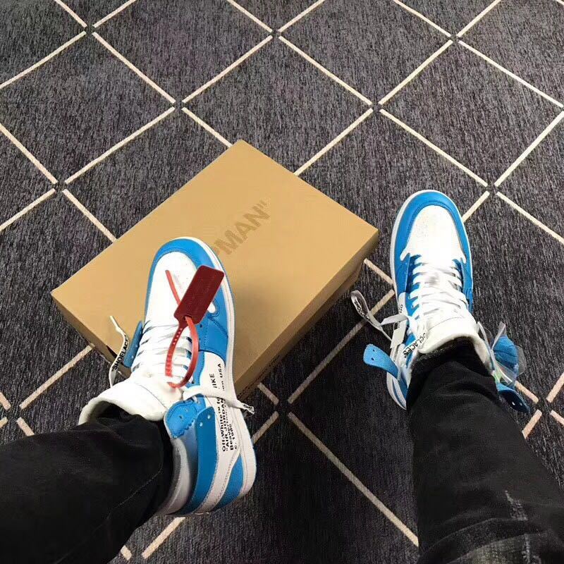 Air Jordan 1 High Sneakers in Off-White University Blue - product image from the listing.