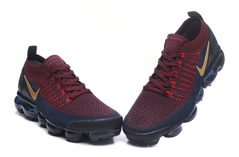 Nike Air VaporMax Flyknit 2 Sneakers in Burgundy Navy - product image from the listing.