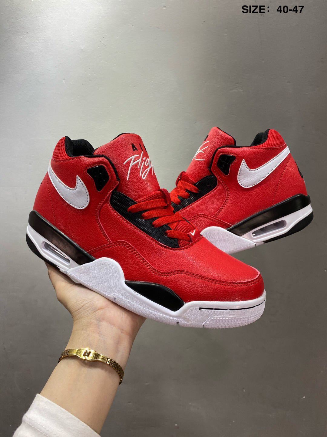 Nike Air Flight 89 High-Top Sneakers in Red White Black - product image from the listing.