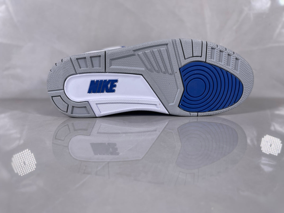 Jordan 3 Retro Sneakers in White and Royal Blue - product image from the listing.