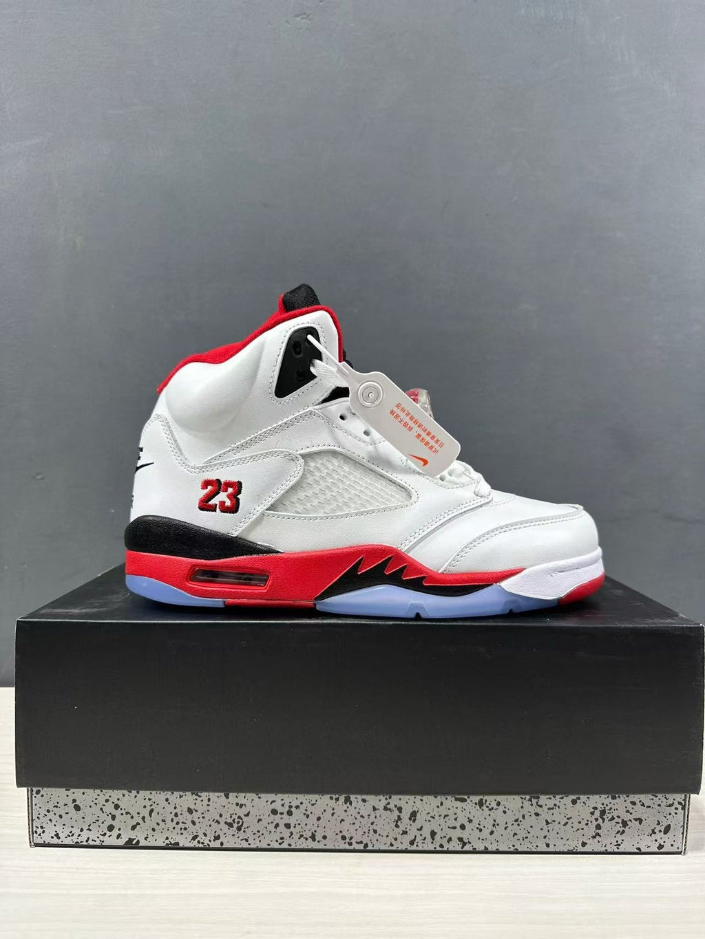 Air Jordan 5 Fire Red White Black HQ7978-101 - product image from the listing.