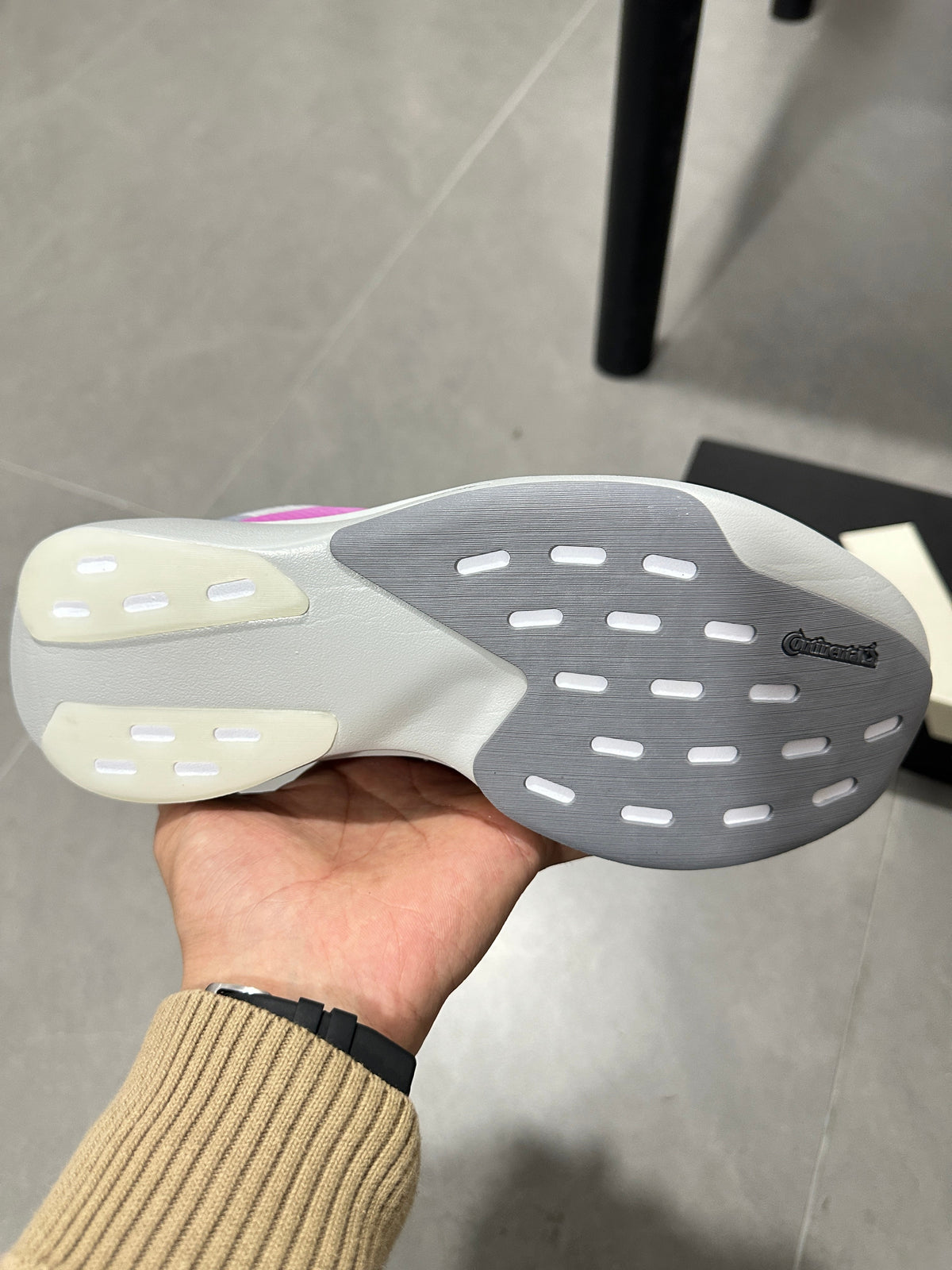 adidas Adizero Lightstrike Pro Running Shoes, in Gray and Pink - product image from the listing.