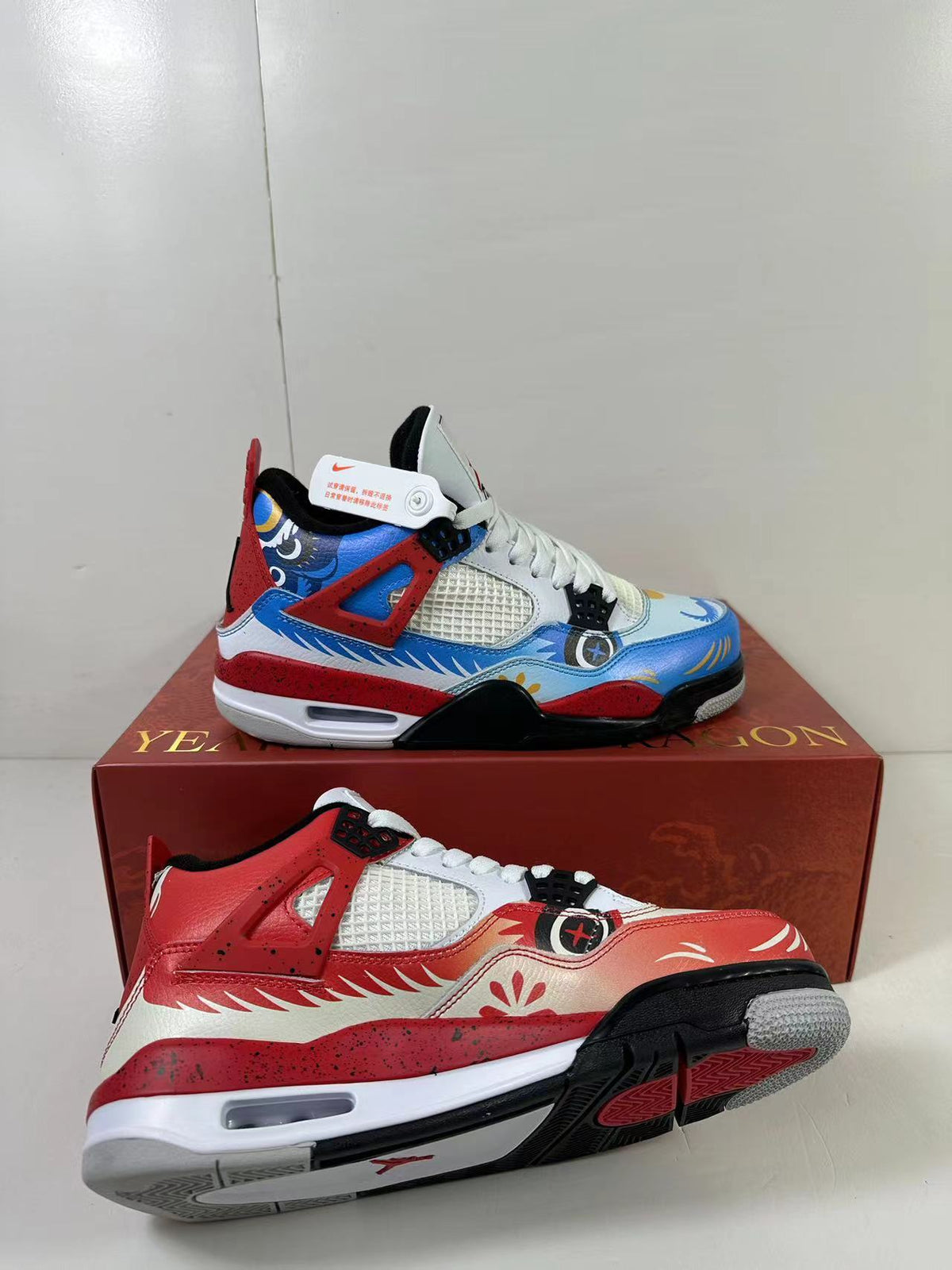 Air Jordan 4 Chinese New Year Red Blue Sneakers DH6927-161 - product image from the listing.