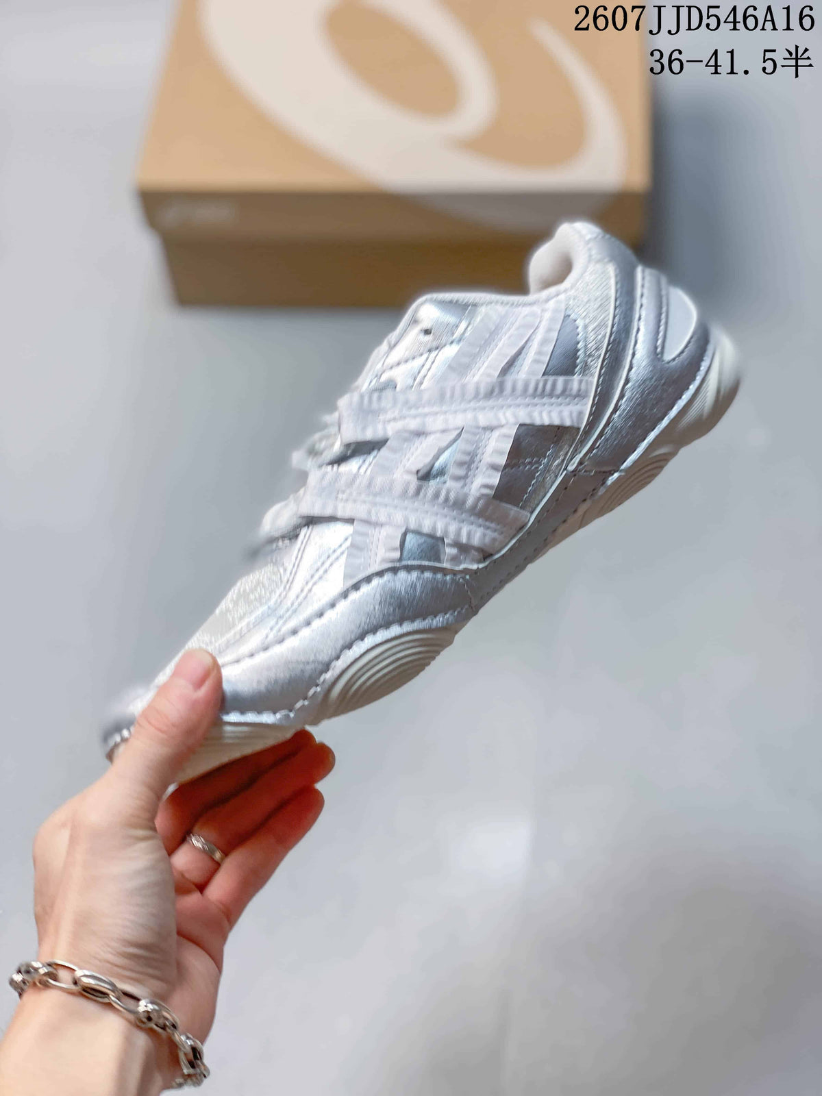 ASICS Hypersync Silver Low-Profile Retro Trainers - product image from the listing.