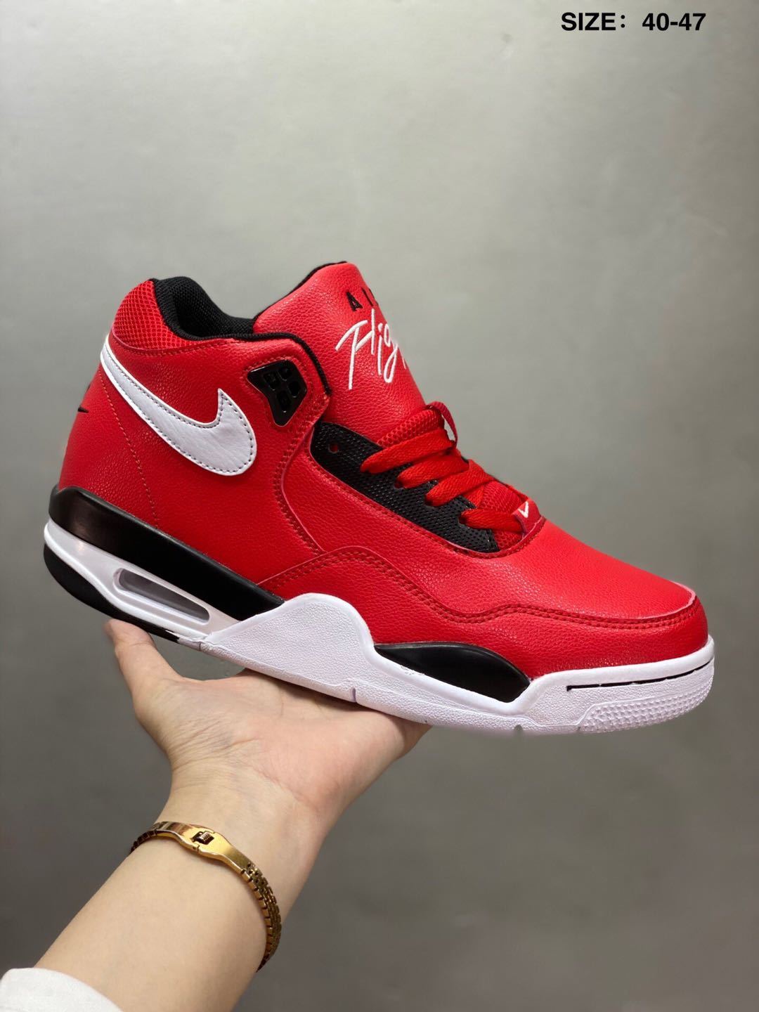 Nike Air Flight 89 High-Top Sneakers in Red White Black - product image from the listing.
