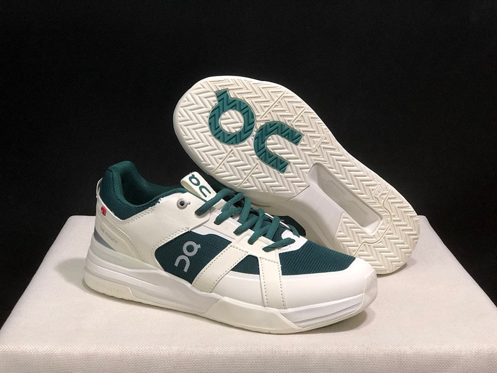 On The Roger Clubhouse Pro Sneakers in White Dark Green - product image from the listing.