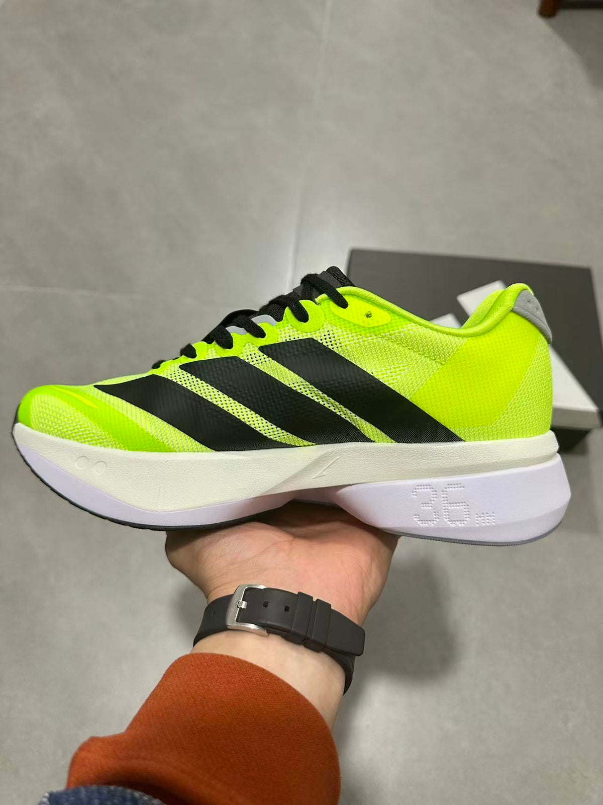 adidas Adizero Running Shoes Neon in Green Black - product image from the listing.
