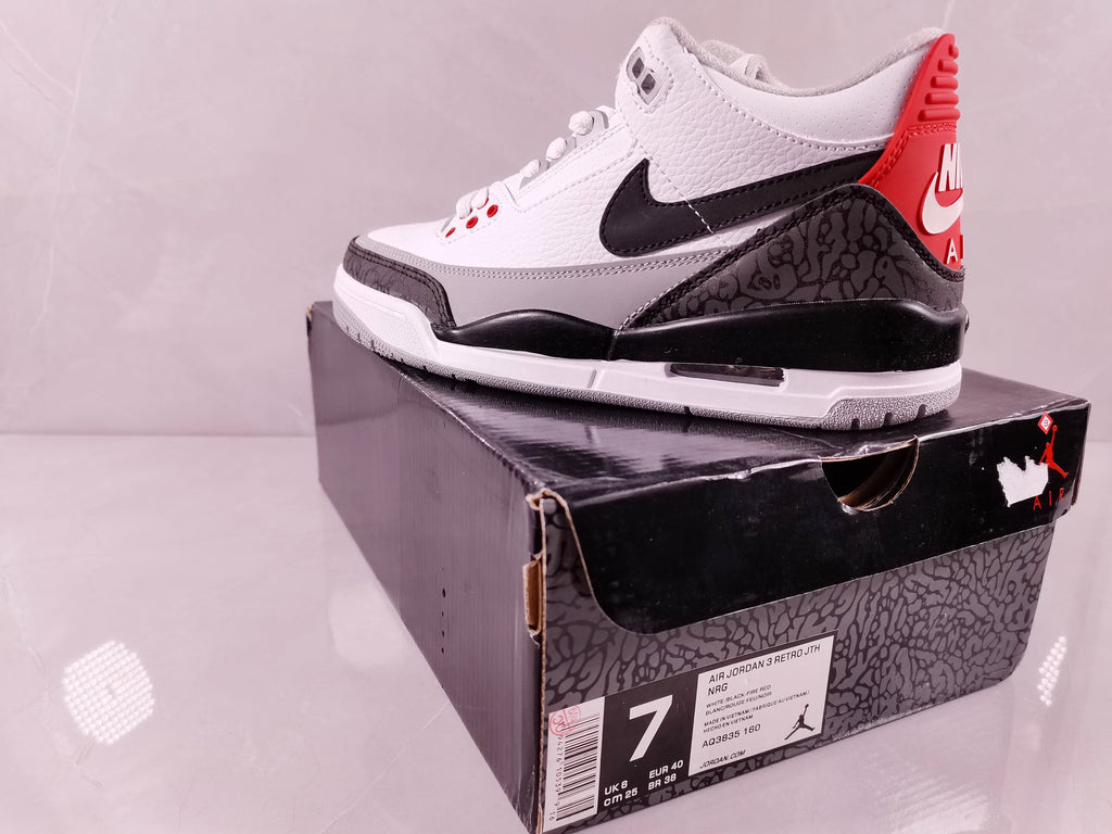 Air Jordan 3 Retro White Cement Black Sneakers - product image from the listing.