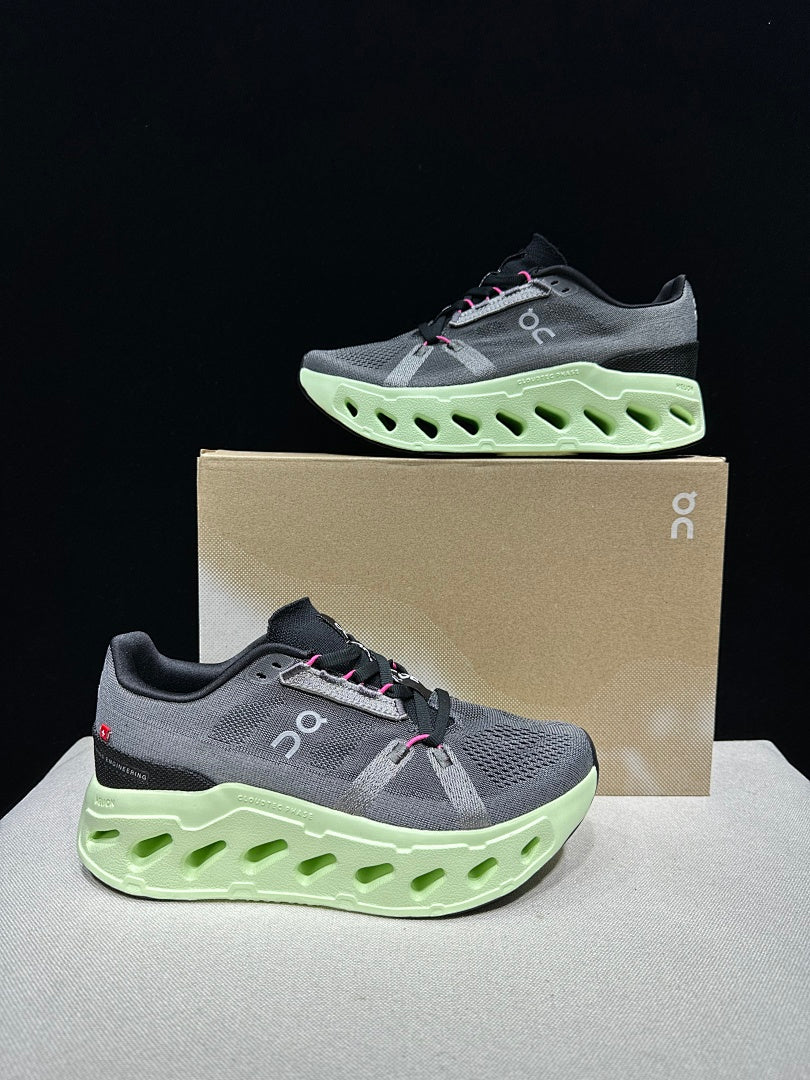 Gray and Lime On Cloud eclipse Running Shoes - product image from the listing.