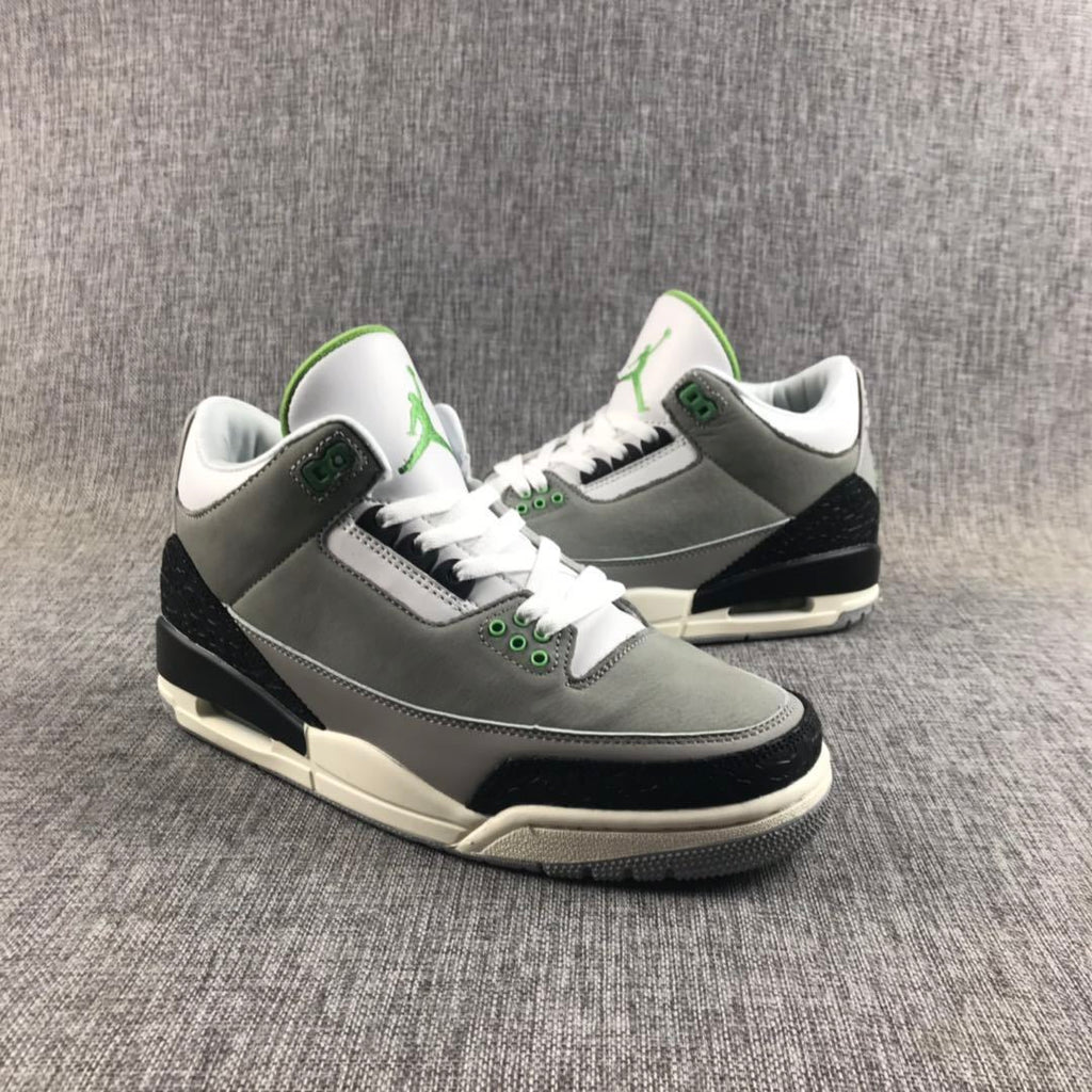 Air Jordan 3 Grey Green Sneakers 136064-006 - product image from the listing.